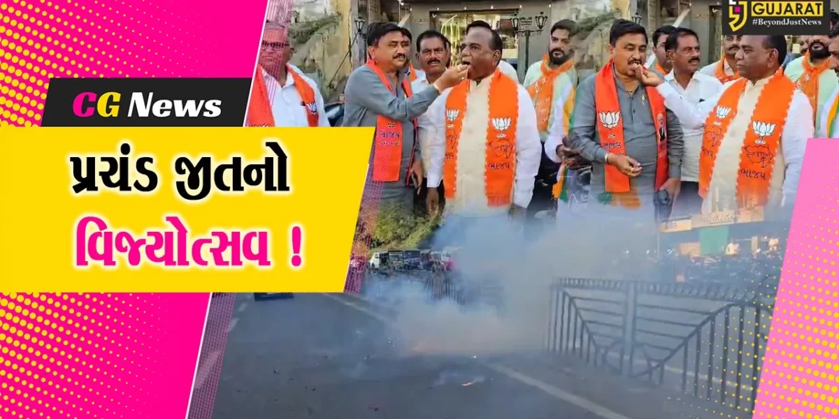 ભરૂચ: સ્થાનિક સ્વરાજ્યની ચૂંટણીમાં મળેલ પ્રચંડ વિજયની ભાજપ દ્વારા ફટાકડા ફોડી ઉજવણી