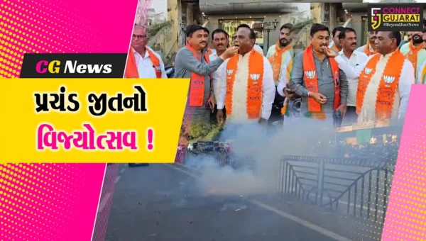 ભરૂચ: સ્થાનિક સ્વરાજ્યની ચૂંટણીમાં મળેલ પ્રચંડ વિજયની ભાજપ દ્વારા ફટાકડા ફોડી ઉજવણી