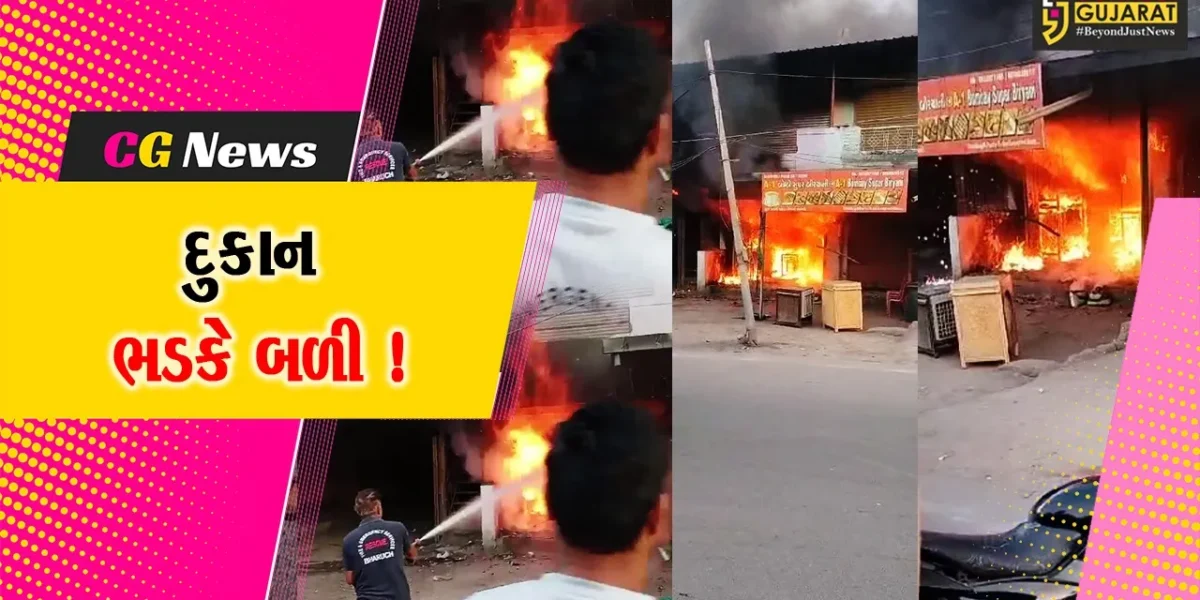 ભરૂચ: ઢાલ વિસ્તારમાં આવેલ દુકાનમાં  આગ, શોર્ટ સર્કિટના કારણે આગ ફાટી નિકળી હોવાની શક્યતા