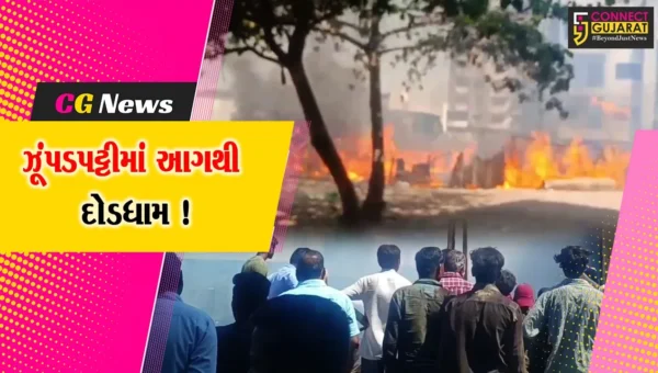 અંકલેશ્વર: પ્રતિન ચોકડી વિસ્તારમાં ઝૂંપડપટ્ટીમાં આગ લાગતા દોડધામ, 8-10 ઝુંપડા આગમાં બળીને ખાક !