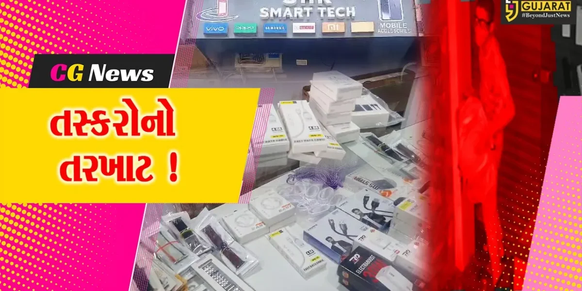 ભરૂચ: પાંચબત્તી વિસ્તારમાં આવેલ નેશનલ ટ્રેડ સેન્ટરની મોબાઈલ શોપમાં ચોરી, જુઓ ચોરીમાં CCTV