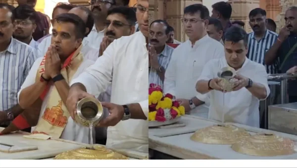 ગૃહ રાજ્યમંત્રી હર્ષ સંઘવીએ સોમનાથ મહાદેવના દિવ્ય દર્શન કરી, શીશ નમાવી મહાદેવનો કર્યો જલાભિષેક