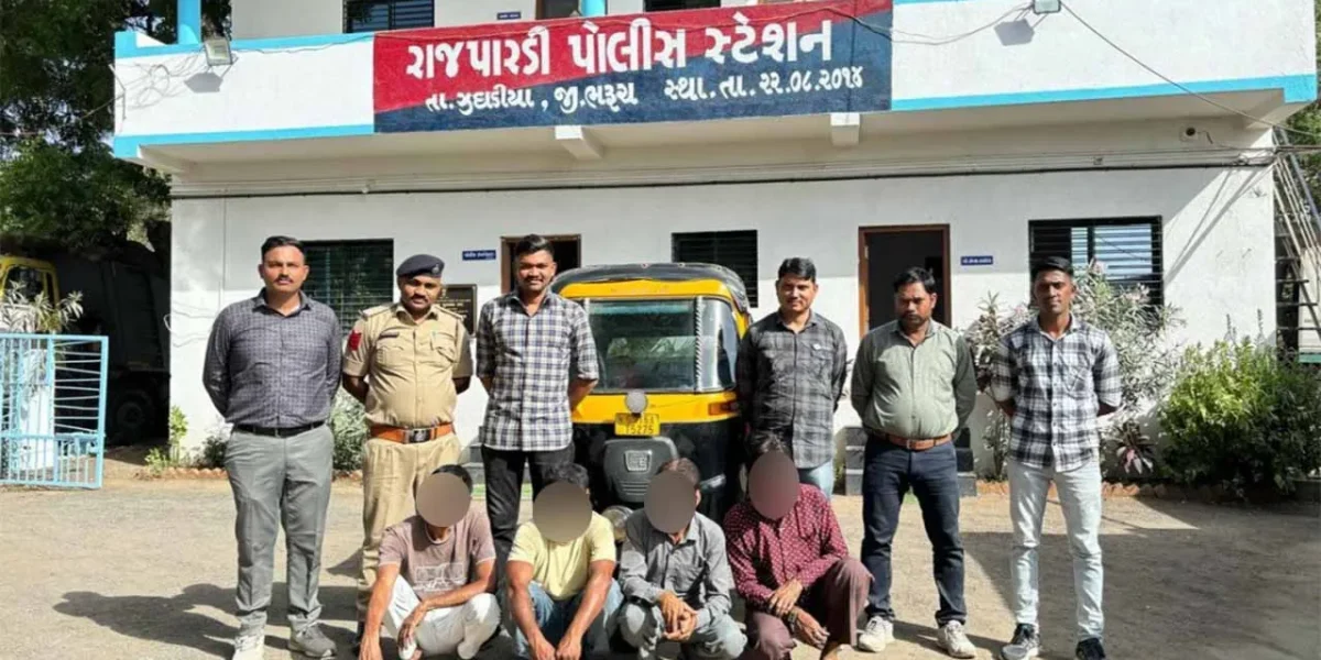 ભરૂચ: રાજપારડી પોલીસે રતનપોર ગામે જુગાર રમતા 4 જુગારીની કરી ધરપકડ, રૂ. 1લાખનો મુદ્દામાલ કબ્જે કરાયો