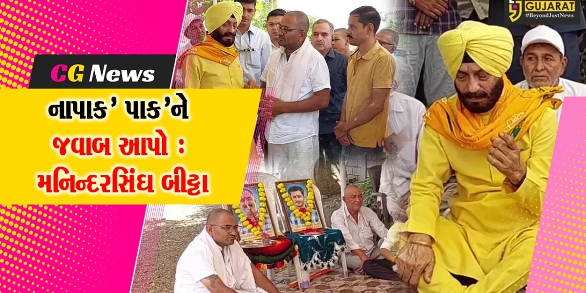 ભાવનગર : ઓલ ઇન્ડિયા એન્ટિ ટેરેરિસ્ટ ફ્રન્ટના ચેરમેન મનિન્દરસિંઘ બીટ્ટાએ પહેલગામ હુમલામાં મૃત્યુ પામેલા પિતા-પુત્રને શ્રદ્ધાંજલિ અર્પણ કરી…
