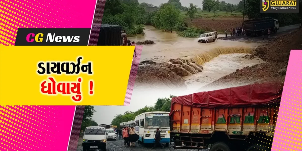 અંકલેશ્વર-વાલીયાને જોડતા સ્ટેટ હાઇવે પર નલધરી ગામ નજીક વરસાદી પાણી ફરી વળ્યા, ઘસમસતા પાણી વચ્ચે કાર ફસાઈ
