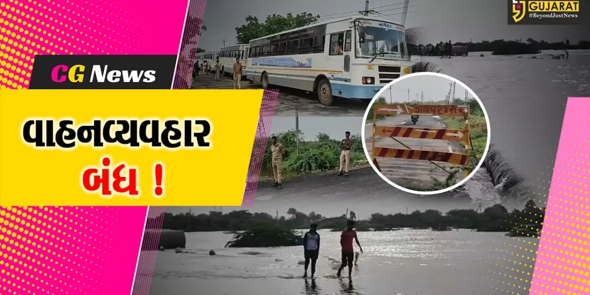 ભરૂચ: હાંસોટથી કંટીયાળજાળને જોડતા માર્ગ પર વનખાડીનું પાણી ફરી વળ્યું, વાહનવ્યવહાર બંધ