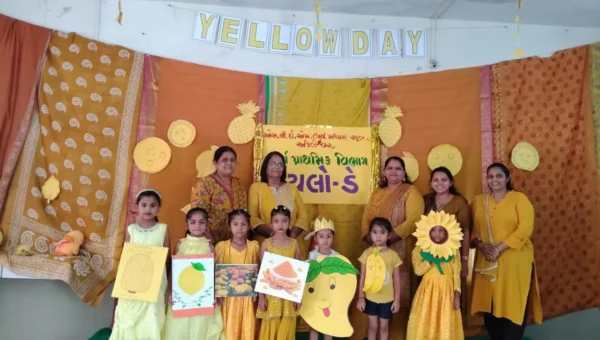 એસ.વી.ઈ.એમ ગુજરાતી માધ્યમ શાળાના પૂર્વ પ્રાથમિક વિભાગમાં ‘”યલો ડે”ની ઉજવણી