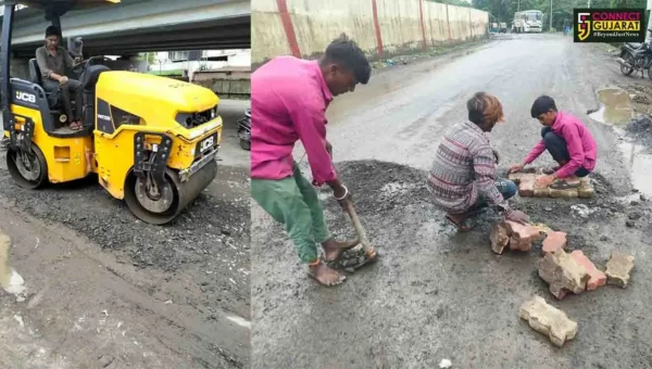 ભરૂચ: વરસાદના કારણે બિસ્માર બનેલા માર્ગોનું સમારકામ યથાવત, ખાડા પુરવા તંત્ર કામે લાગ્યું