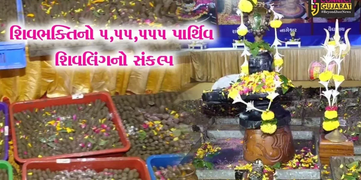 સુરત :  શ્રાવણ મહિનામાં 5,55,555 પાર્થિવ શિવલિંગ બનાવી તેની પૂજા અર્ચનાના સંકલ્પને સાર્થક કરતા શિવભક્ત