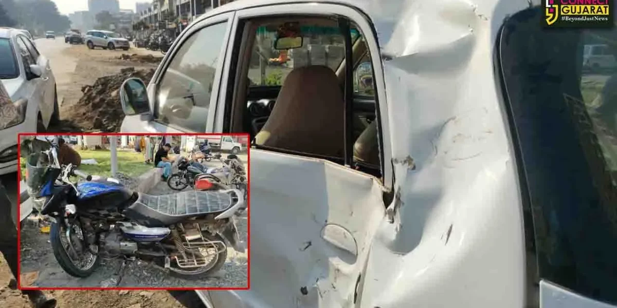 ભરૂચ: તવરા રોડ પર ટર્ન લેતી કાર સાથે બાઈક ધડાકાભેર ભટકાય, અકસ્માતની ઘટના CCTVમાં કેદ