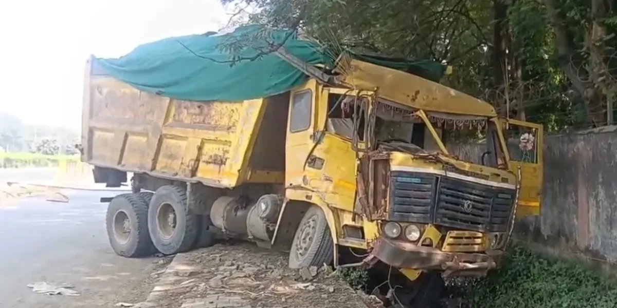 અંકલેશ્વર: NH 48 પર નિલેશ ચોકડી નજીક ટ્રક વરસાદી કાંસમાં ખાબકી, ટ્રક ચાલકનો આબાદ બચાવ