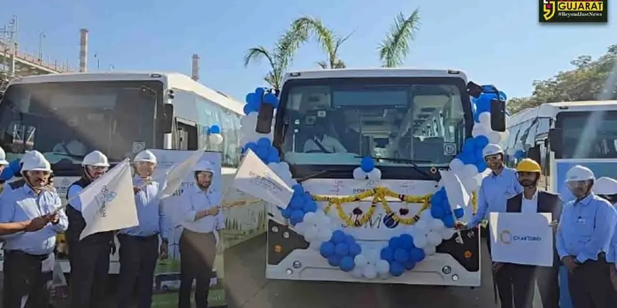 ભરૂચ : DCM શ્રીરામ લી.દ્વારા ગુજરાતની પ્રથમ ઇલેક્ટ્રિક સ્ટાફ બસની શરૂઆત