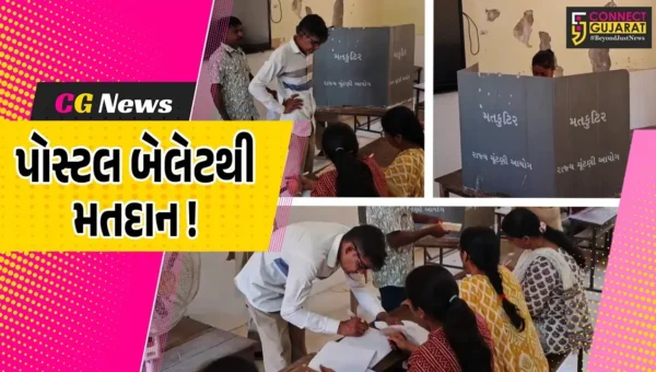 અંકલેશ્વર: જીનવાલા હાઈસ્કૂલ ખાતે  પોલીસ કર્મચારીઓએ પોસ્ટલ બેલેટથી કર્યું મતદાન
