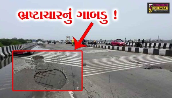 અંકલેશ્વર: વરસાદી માહોલ વચ્ચે ગડખોલ ટી-બ્રિજ પર ફરી ગાબડાં, વાહનચાલકોમાં ભયનો માહોલ