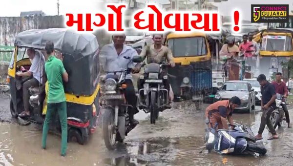 ભરૂચ: ચોમાસાની શરૂઆતમાં જ શેરપુરા નજીકનો મુખ્યમાર્ગ ધોવાયો, આસપાસની સોસા.માં ભરાયા પાણી