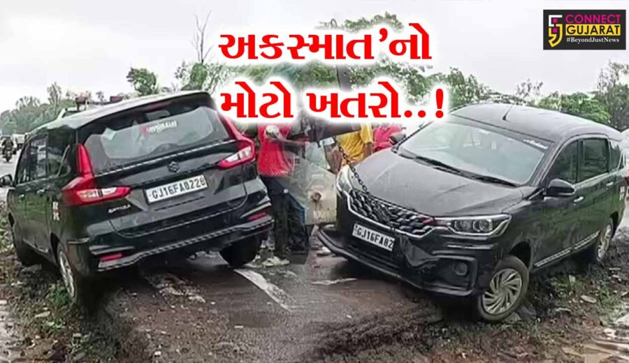 અંકલેશ્વર : માનવ મંદિર ટર્નિંગ પર કાર રોડ સાઈડમાં ખાબકી, તંત્રની ઘોર નિષ્કાળજી સામે લોકોમાં રોષ..!