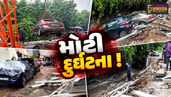 ભરૂચ: આંગન એપાર્ટમેન્ટનું પાર્કિંગ ધસી પડ્યું, 7થી 8 વાહનો કાંસમાં ખાબક્યાં-કસક સર્કલ જળબંબાકાર