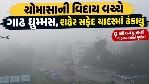 અંકલેશ્વર: ચોમાસાની વિદાય વચ્ચે ગાઢ ધુમ્મસ, શહેર સફેદ ચાદરમાં ઢંકાયું