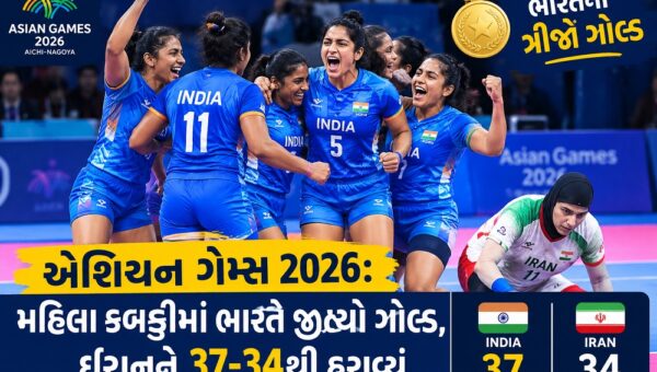 એશિયન ગેમ્સ 2026: મહિલા કબડ્ડીમાં ભારતે જીત્યો ગોલ્ડ, ઈરાનને 37-34થી હરાવ્યું