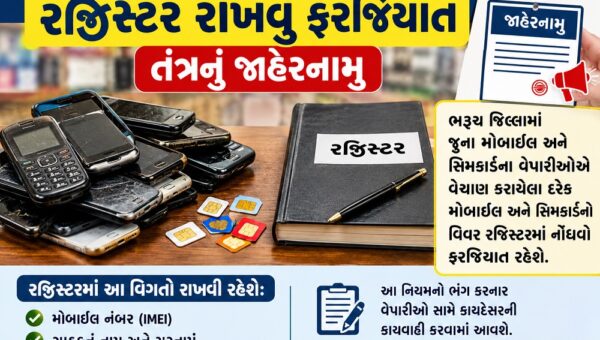 ભરૂચ જિલ્લામાં જૂના મોબાઈલ અને સિમકાર્ડના વેપારીઓએ રજિસ્ટર રાખવું ફરજિયાત, તંત્રનું જાહેરનામુ